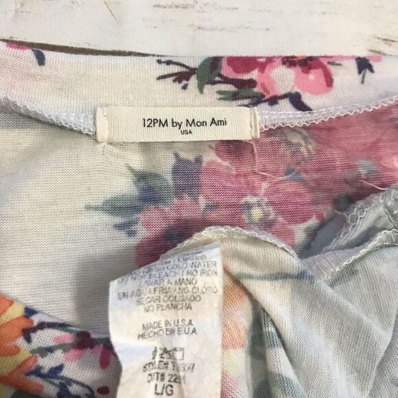 12 pm by Mon Ami Floral Stripes T-Shirt Size large - Picture 4 of 7